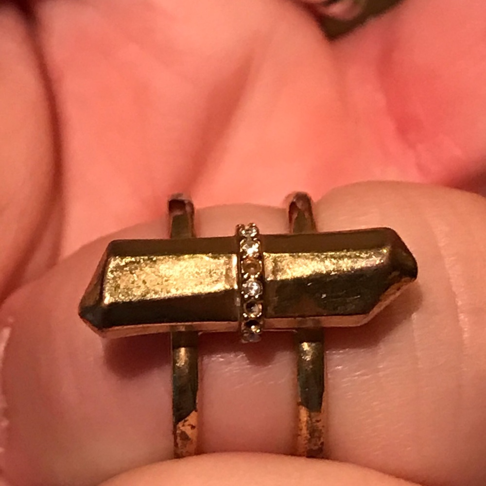 Gold Ring With Geometric Stud - image 5